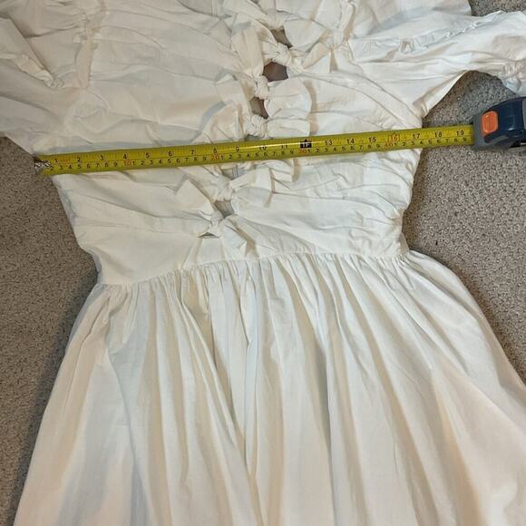 NWT Sofie the Label White Bow Puff Sleeve Mini Dress Size Small - Picture 5 of 9